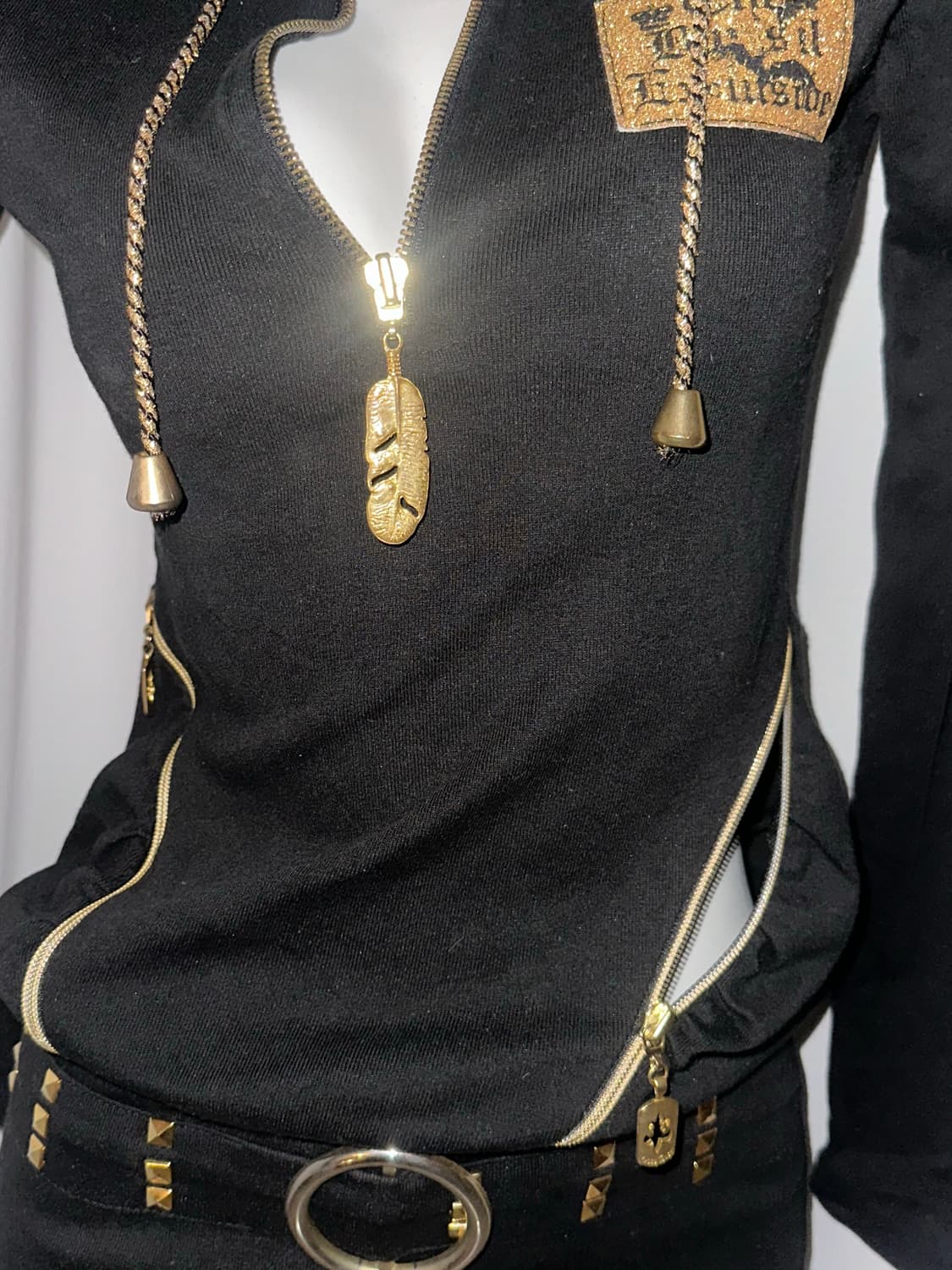 갸루 펑크 빈티지 후드 미니 원피스 상품이미지2