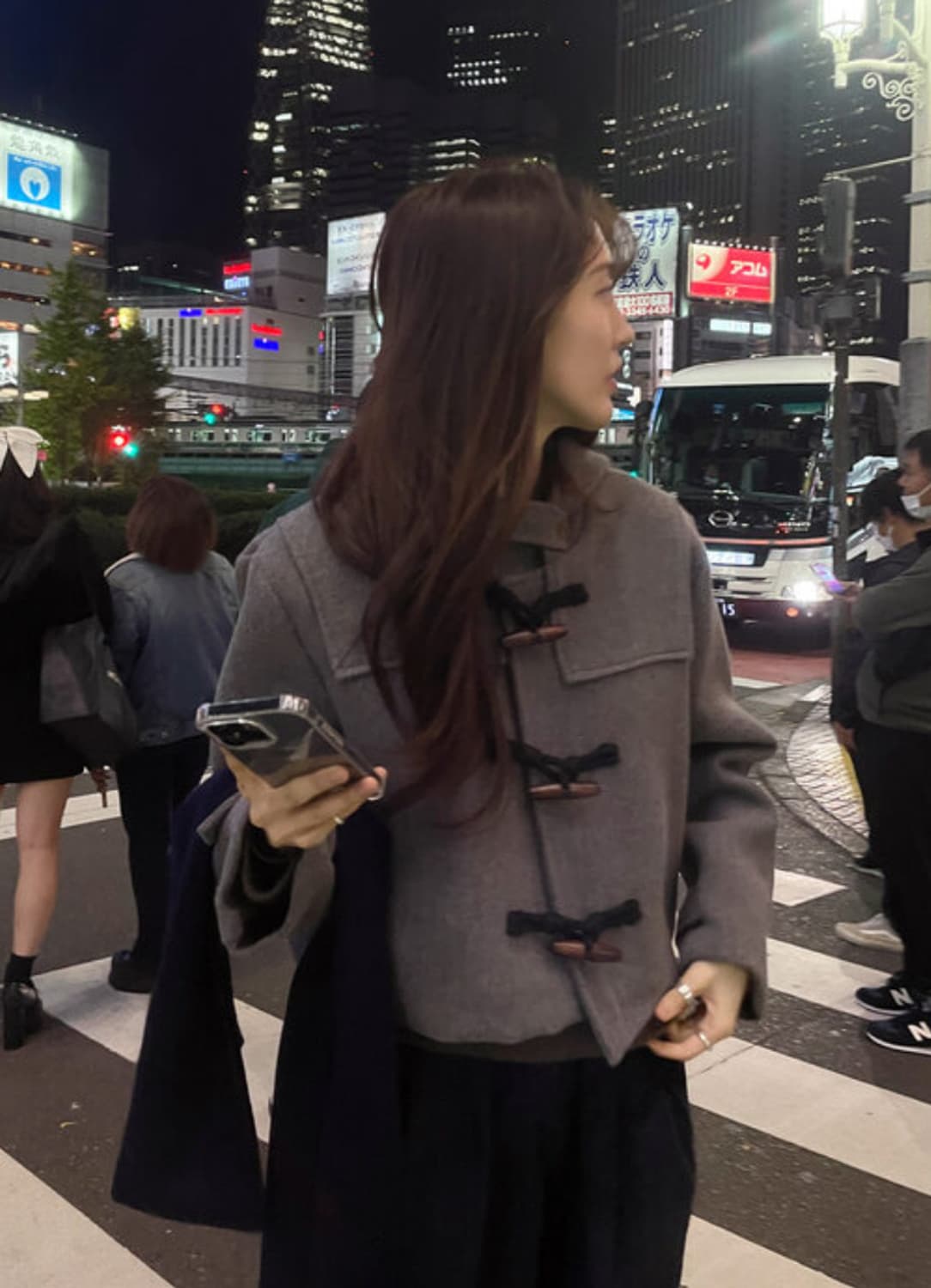 쓰리컷 더플 쇼트 코트 차콜 떡볶이 코트 상품이미지4
