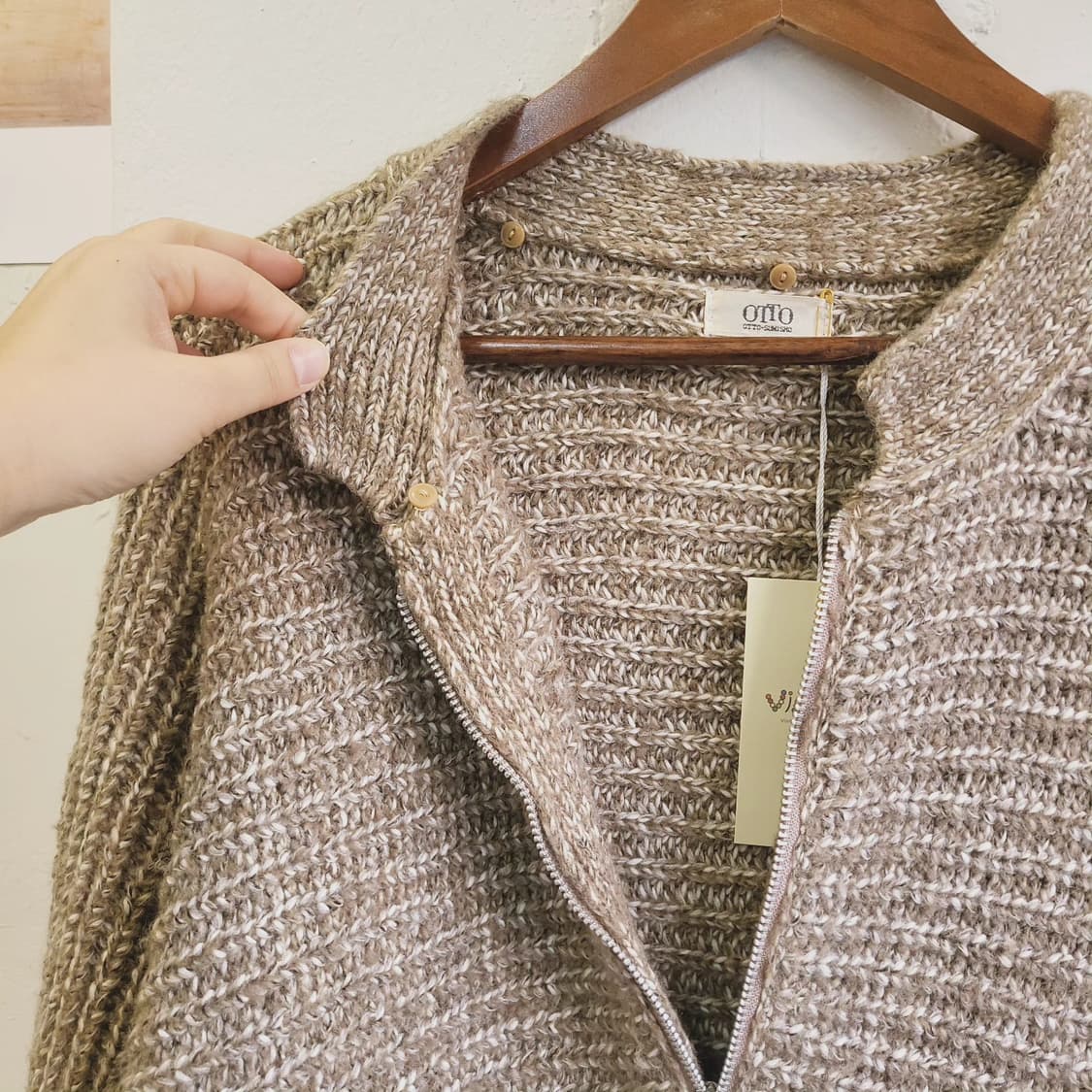 Otto 오트밀 울 집업 니트가디건 Free 상품이미지7