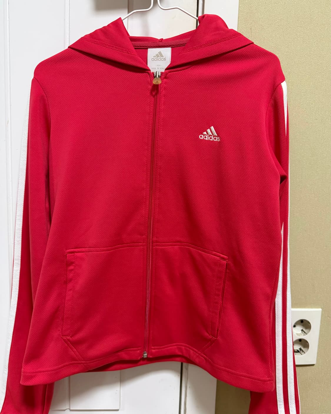 (거의 새상품)ADIDAS 아디다스 3S 에센셜 플리스 후드집업 레드 1 상품이미지1