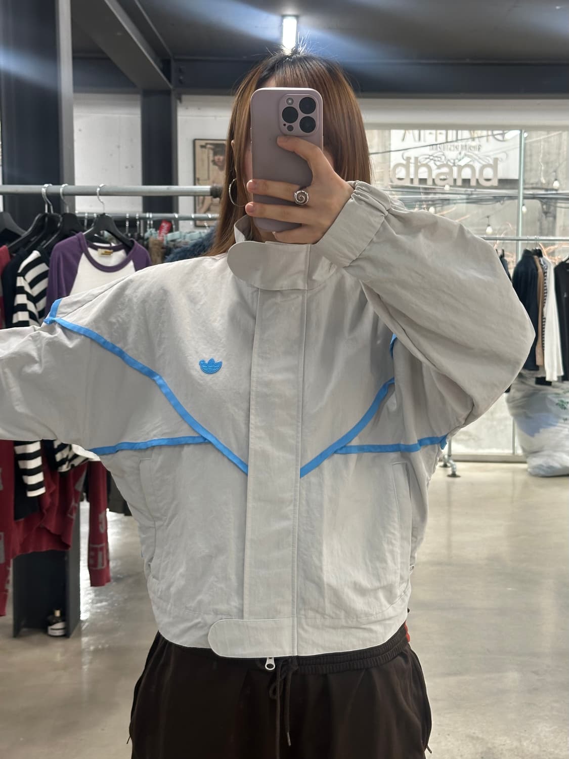 아디다스 블루버전 트랙탑 윈드브레이커 펄그레이 상품이미지2