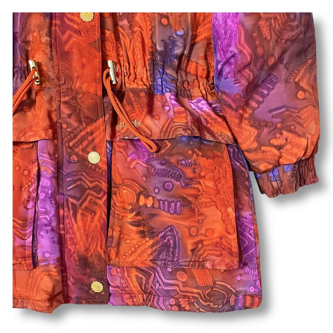 아디다스 오렌지퍼플 패턴 구스다운 후드퍼 야상 패딩 점퍼 90 상품이미지4