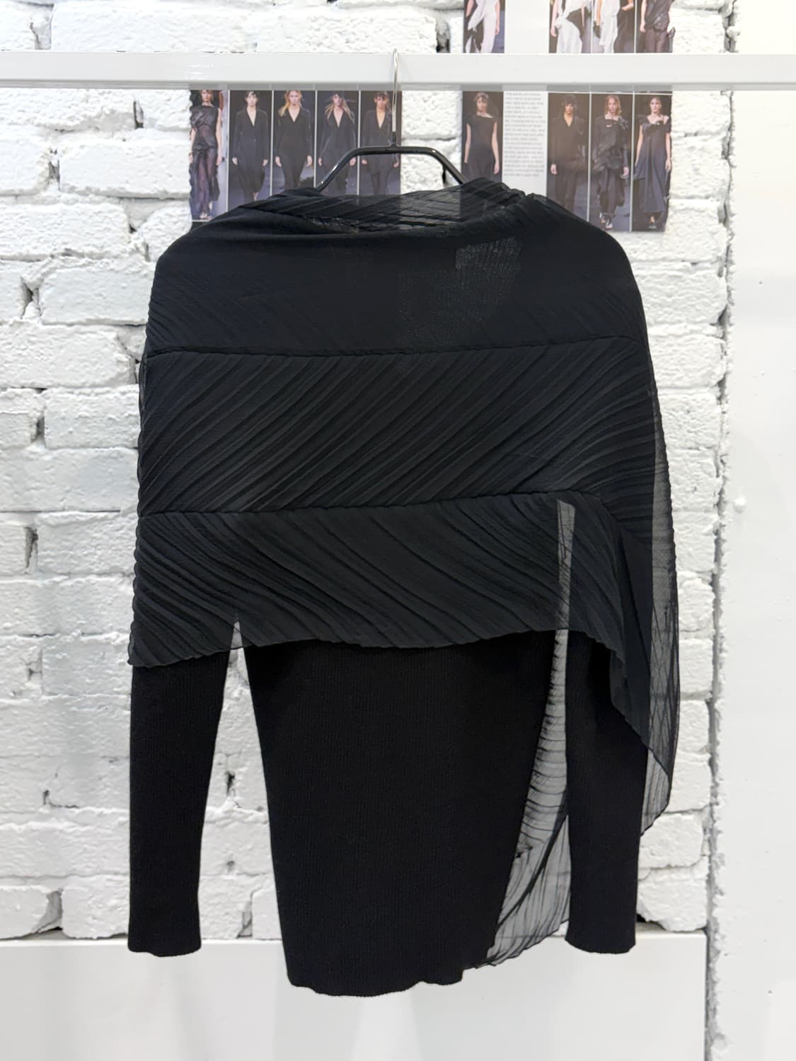 Pleated Scarf Layered Knit Top 상품이미지6