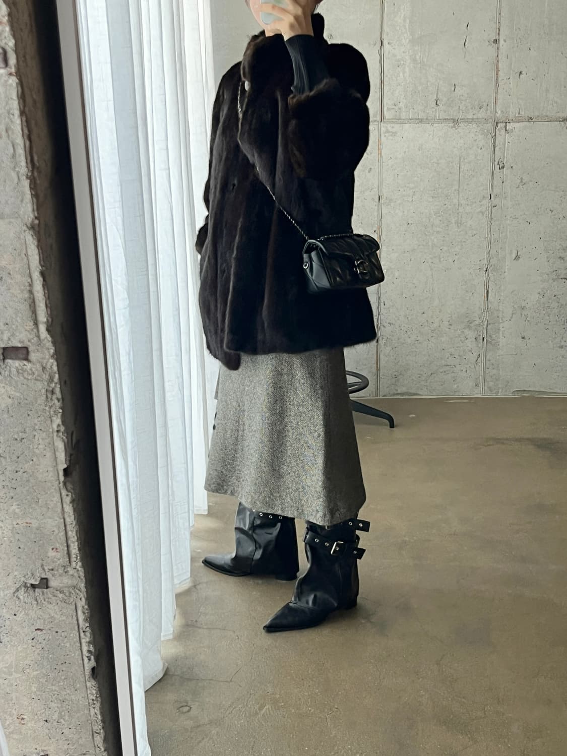 울 트위드 플로럴 스커트 그레이 상품이미지5