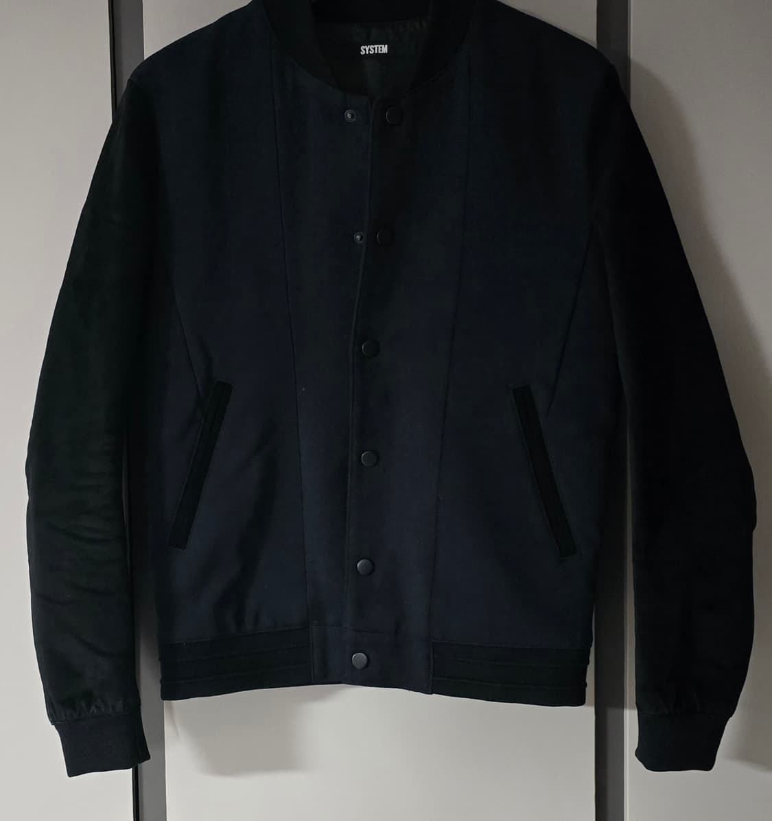 시스템 가죽배색 블루종 자켓. 
싸이즈 95  남자. 상품이미지1