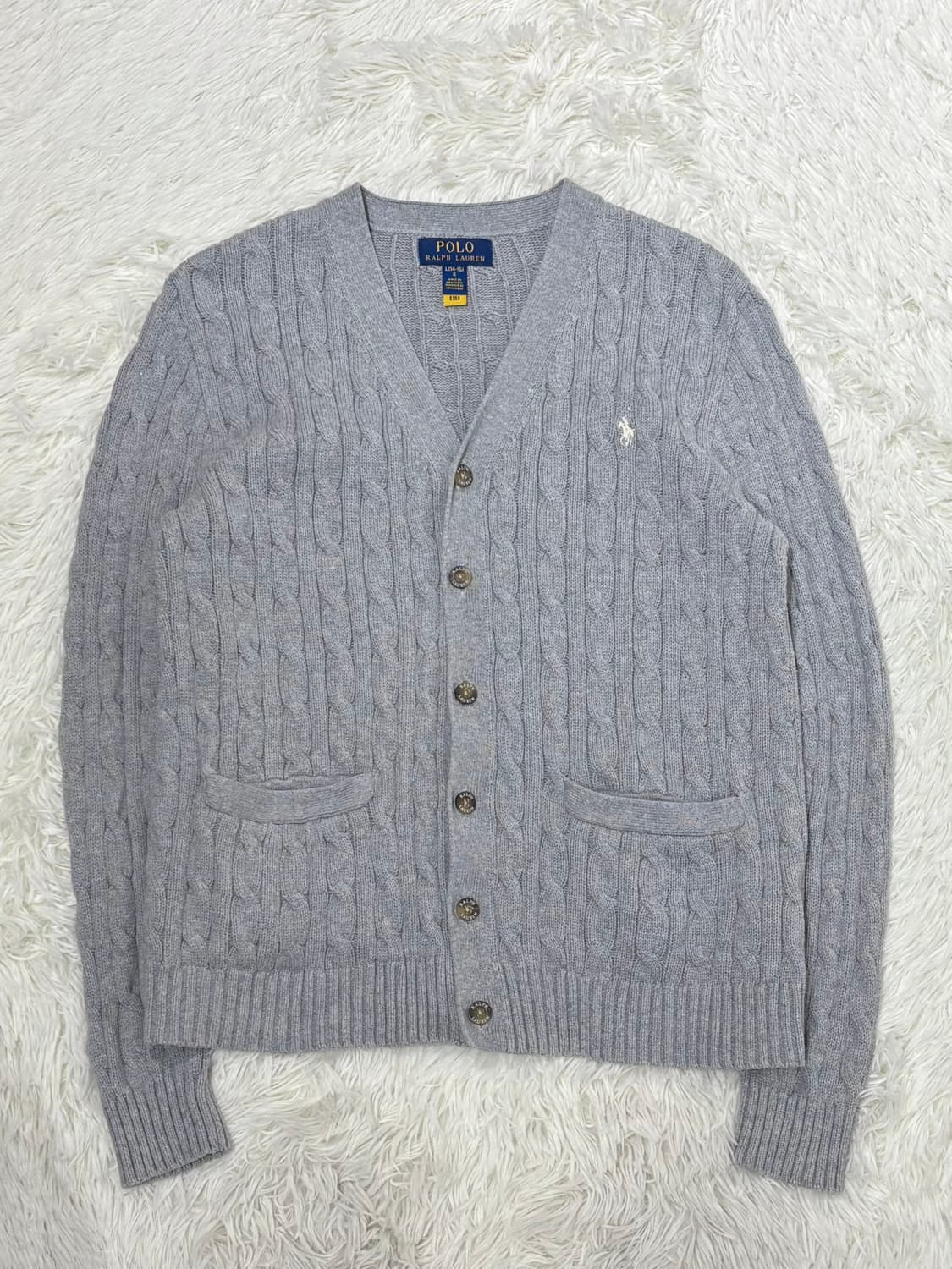 폴로랄프로렌 qr 화이트포니 그레이 케이블 가디건 상품이미지3