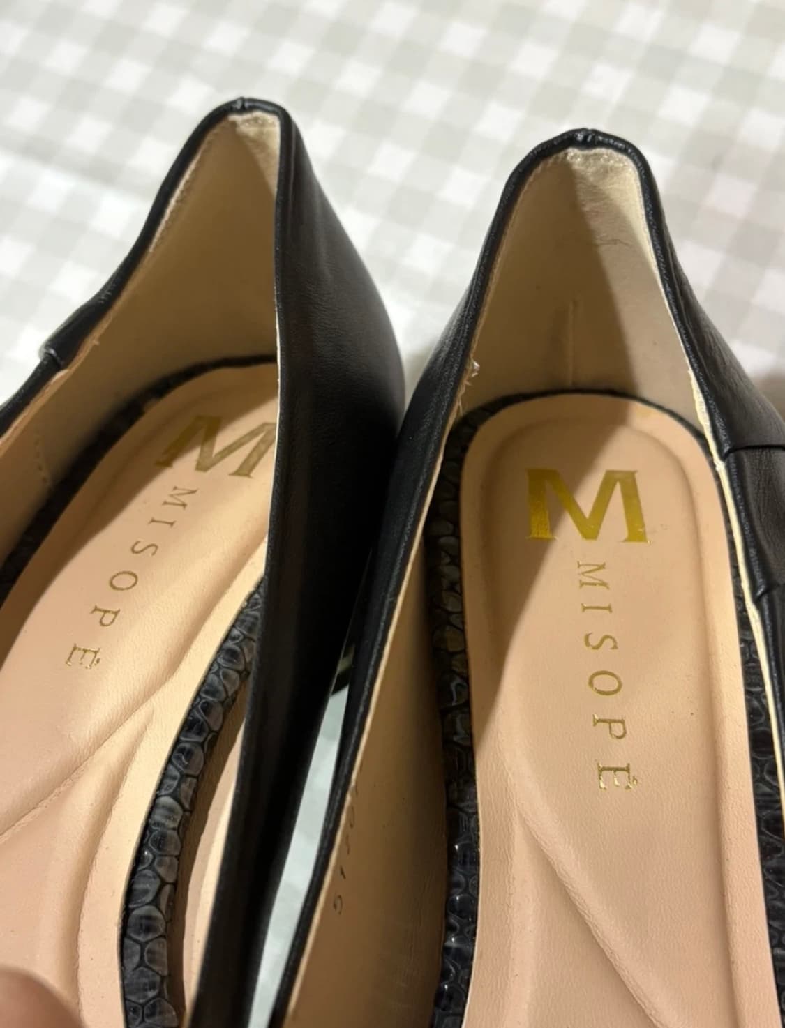 미소페 MISOPE 블랙 양가죽 오픈토 여성구두 240m 상품이미지2