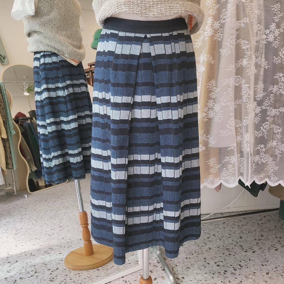 Gabardine K.T 스판 패턴 데님 스커트 상품이미지8