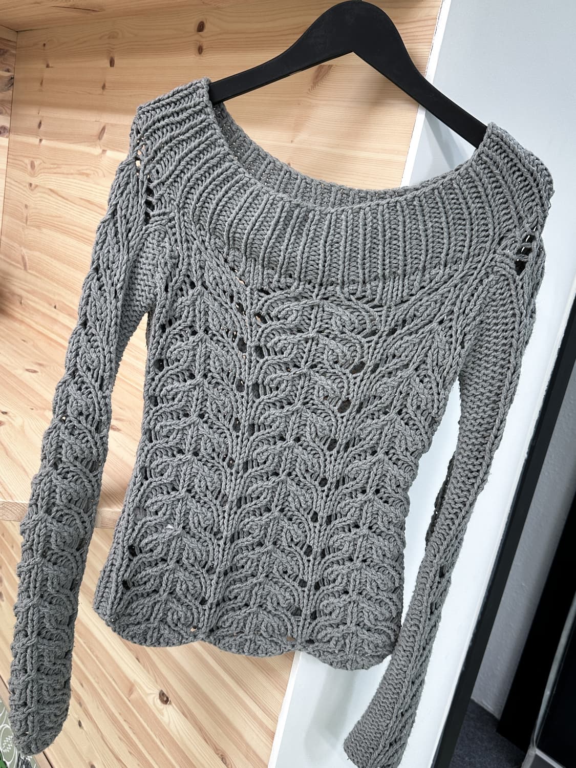 gray off knit top 상품이미지5