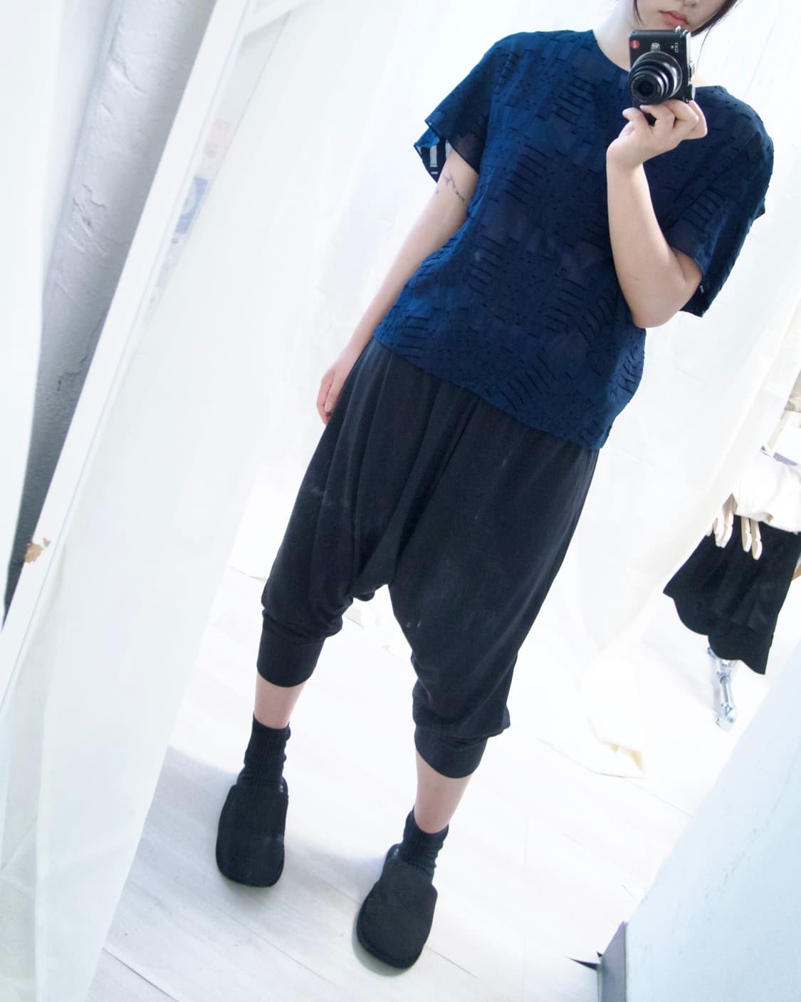 [MICHAA] mixed pattern short sleeve top 상품이미지1