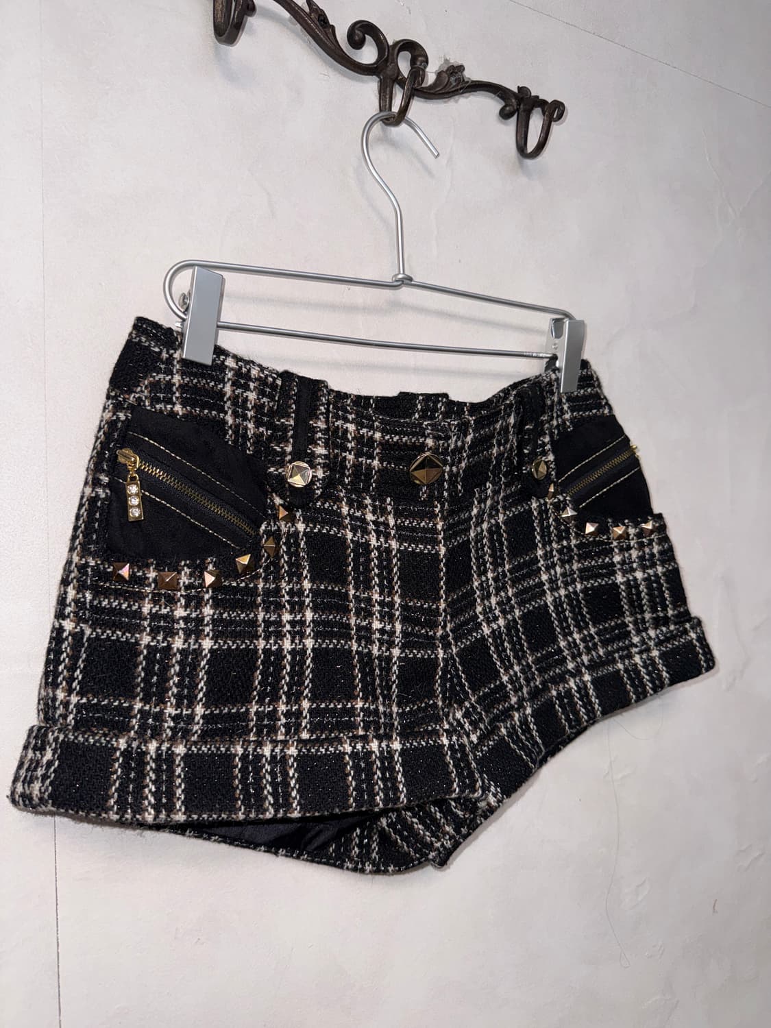 GGPX black gold tweed stud wool shorts 상품이미지2