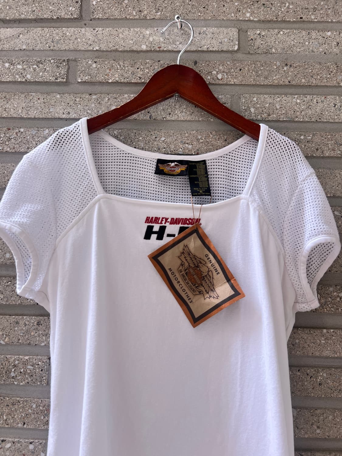 [XL]새상품 할리 데이비슨 우먼스 USA Made 메쉬 화이트 티셔츠 상품이미지2