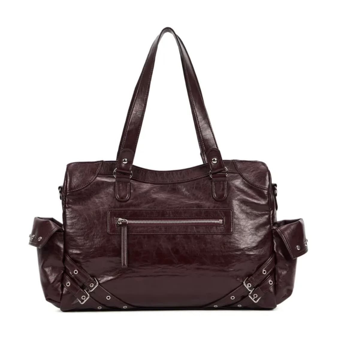 다이닛 스터드 포켓 빅백 숄더백 크로스백 가방 버건디 상품이미지1