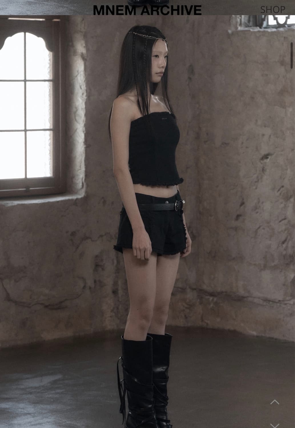 [mnem] Fringe Wash Bustier (black) 상품이미지2