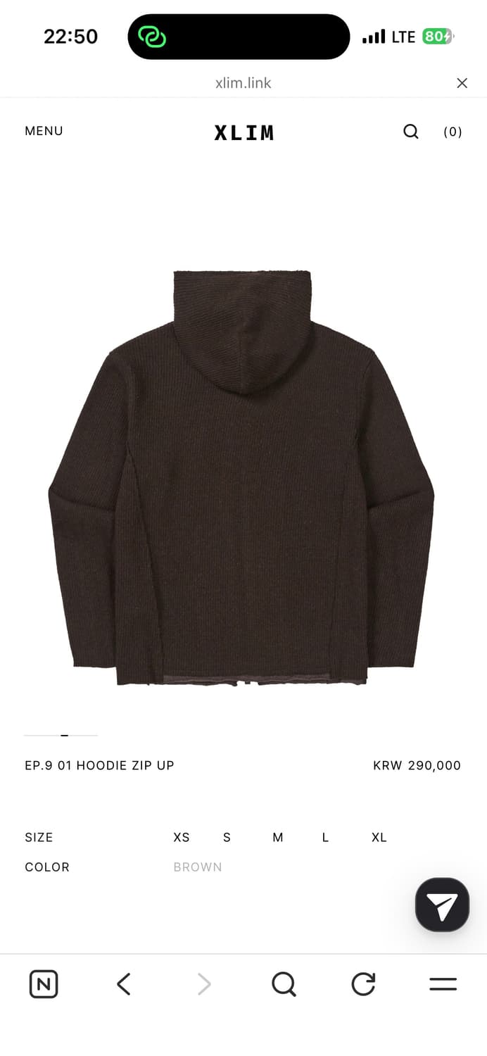 Xlim ep.9 01 Hoodie zip up Brown M사이즈 상품이미지2