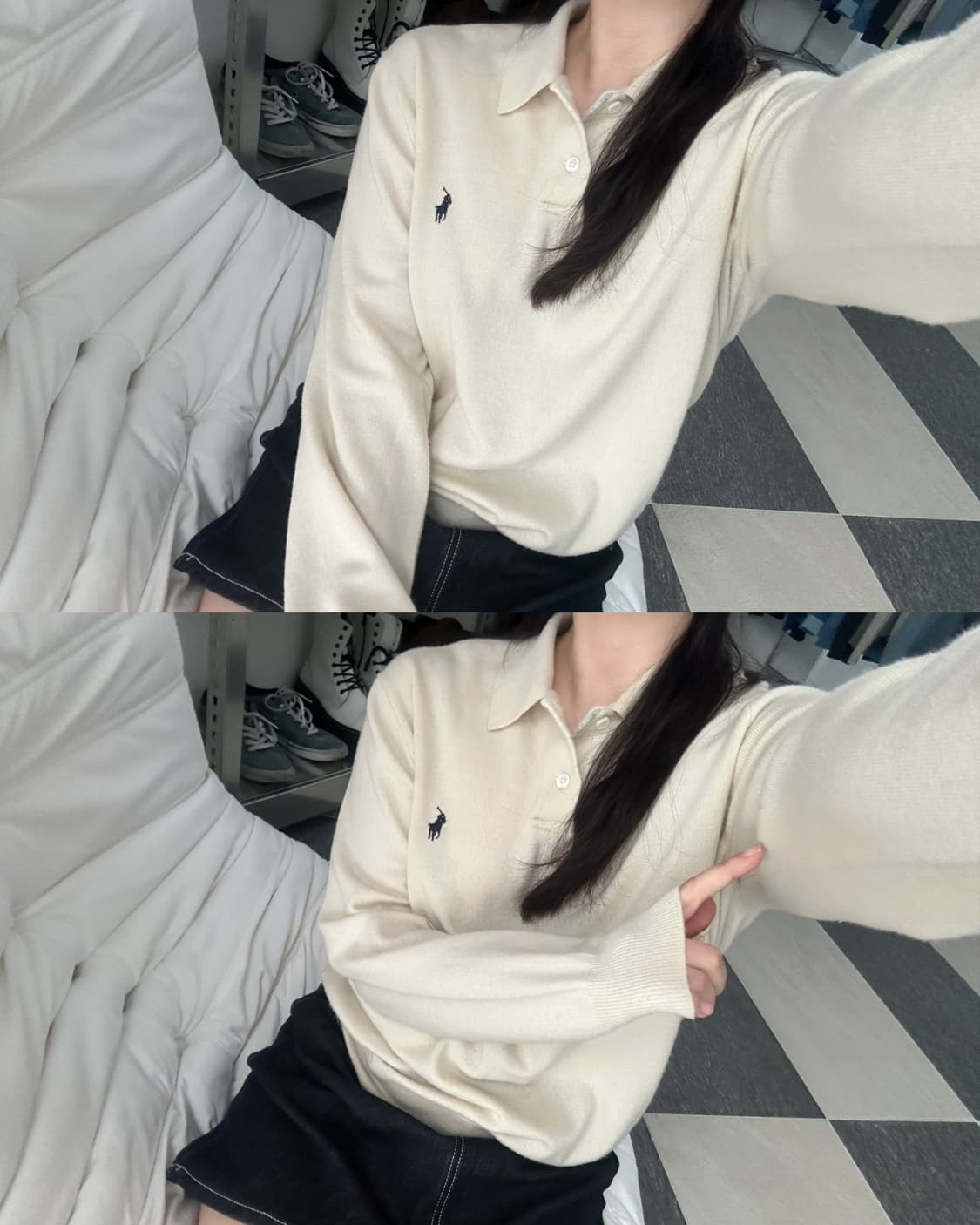 폴로 랄프로렌 아이보리 메리노울 카라 니트  상품이미지3