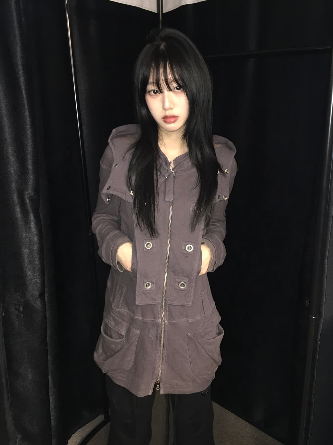 Codes Combine High-neck Button Hooded Zi 상품이미지3