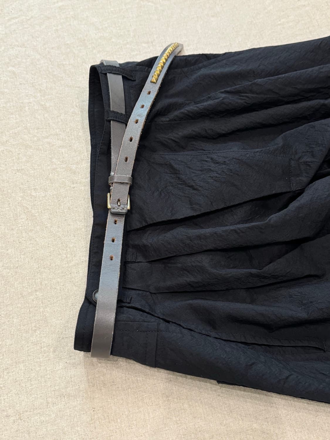 요지야마모토 골든 스터드 레더 벨트 상품이미지4