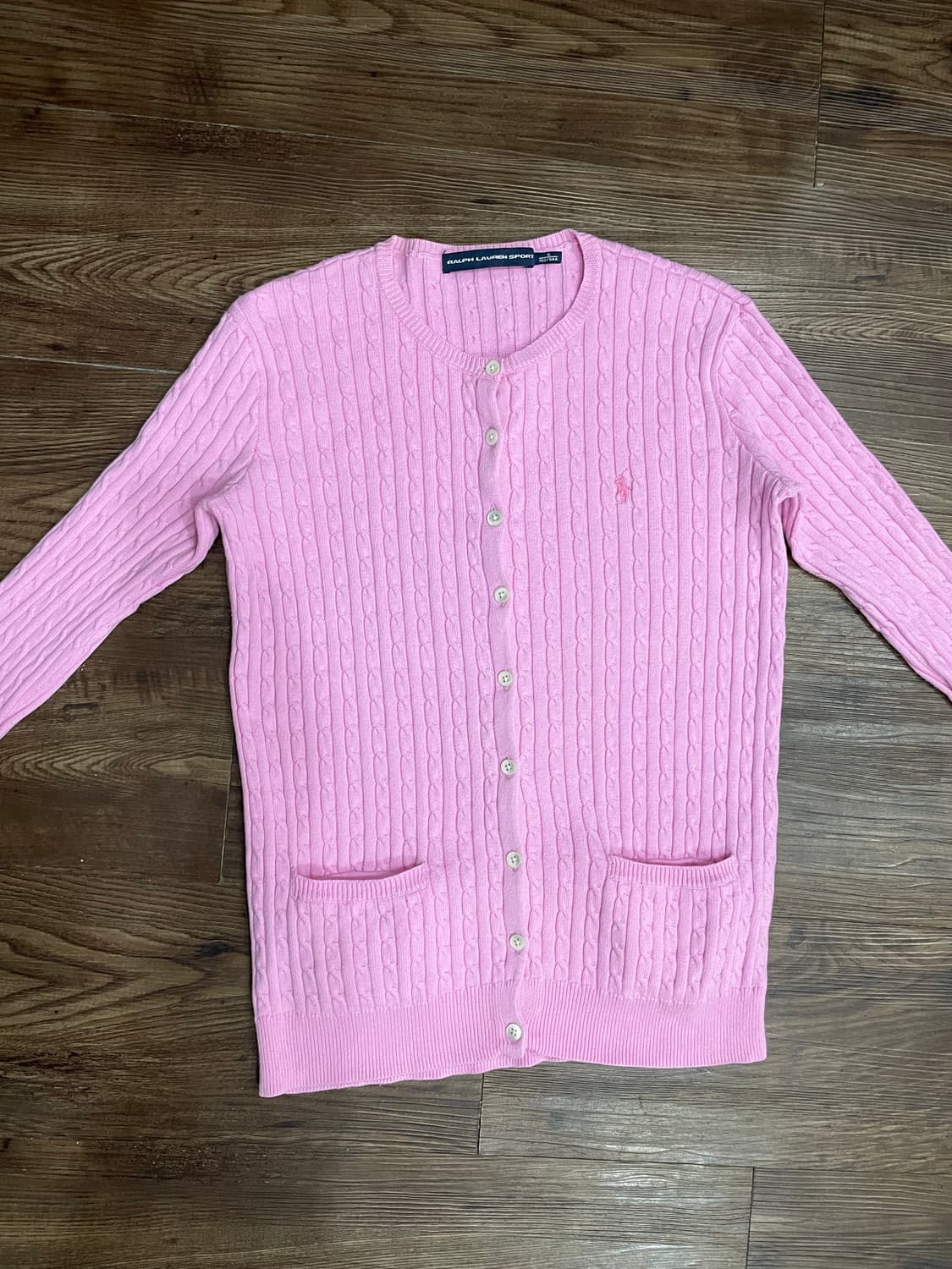 폴로 랄프로렌 여성 케이블 코튼 니트 가디건 핑크 상품이미지2