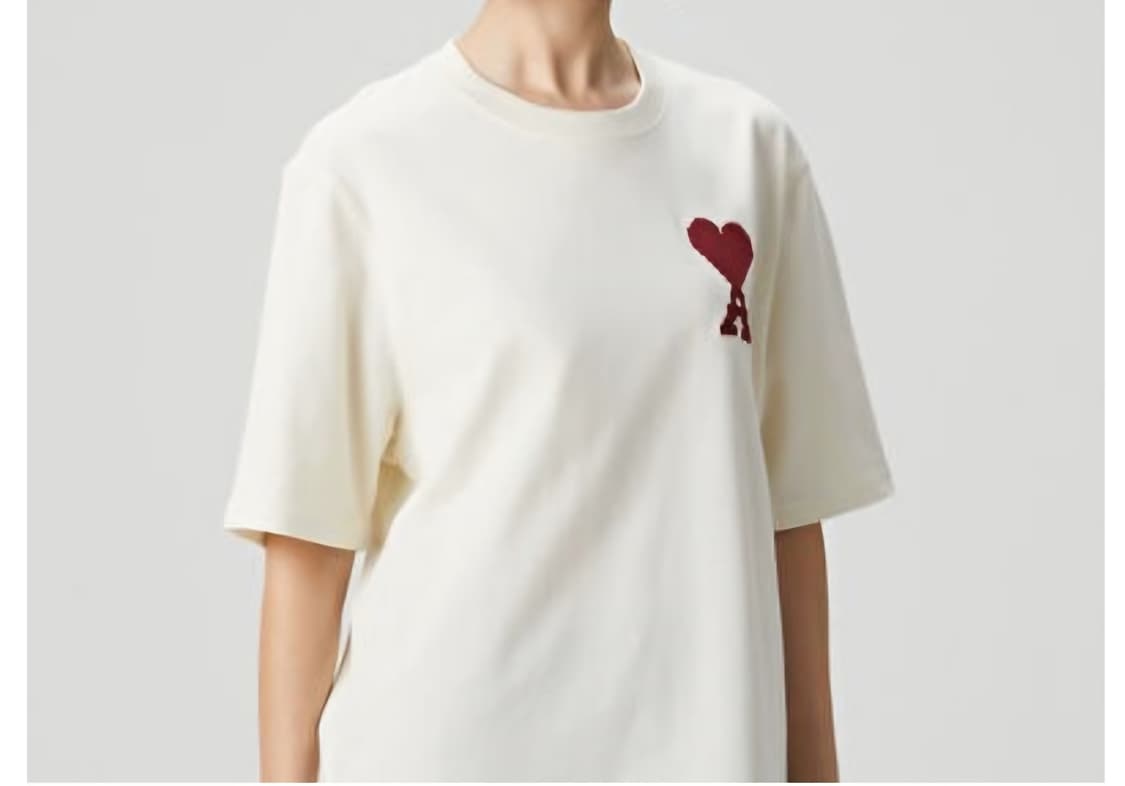 아미 빅로고 자수 반팔티 아이보리 L(새상품/정품) 상품이미지3