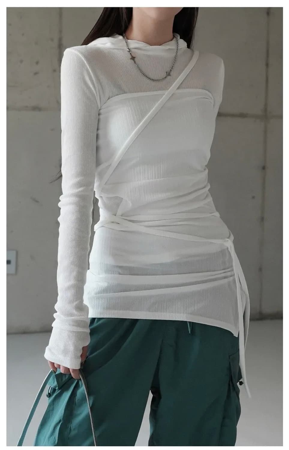 바이러니원 스위트 스트랩 레이어드 홀 원피스 상품이미지1