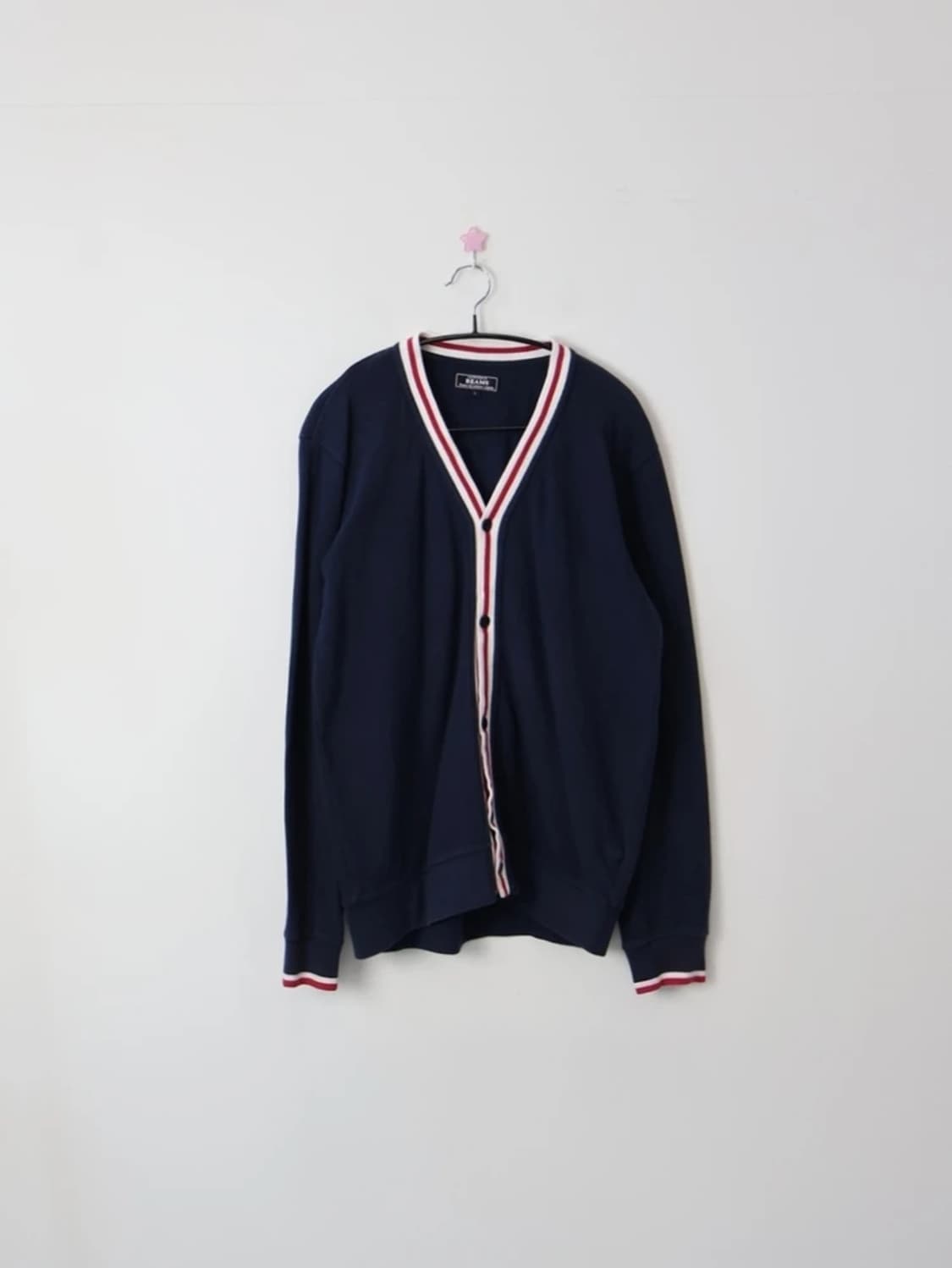 BEAMS Navy V-Neck Cotton Cardigan 상품이미지3