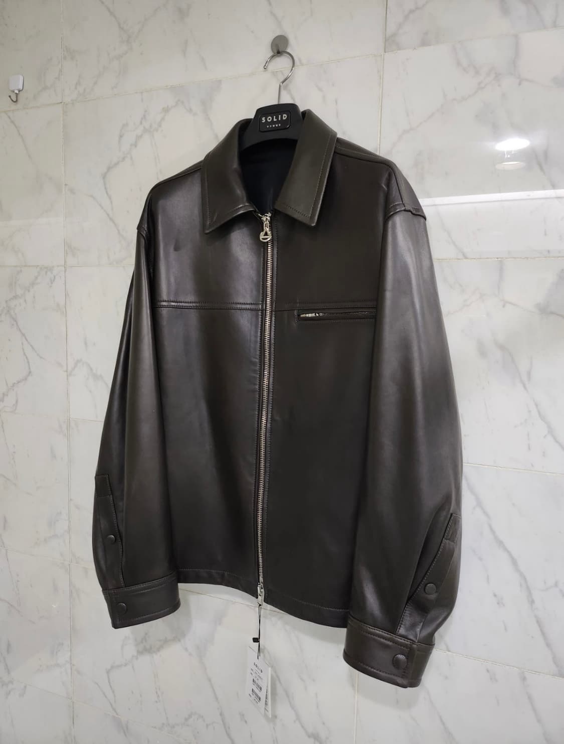 (52) 24ss 솔리드옴므 램스킨 레더 자켓 브라운 상품이미지5