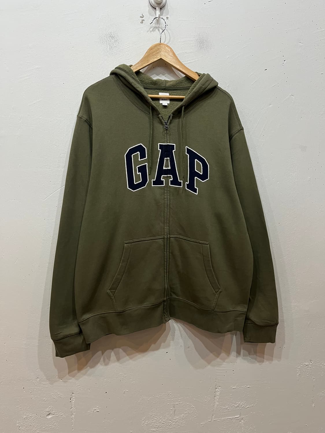 GAP 갭 로고 카키 기모 후드집업 XL 상품이미지1