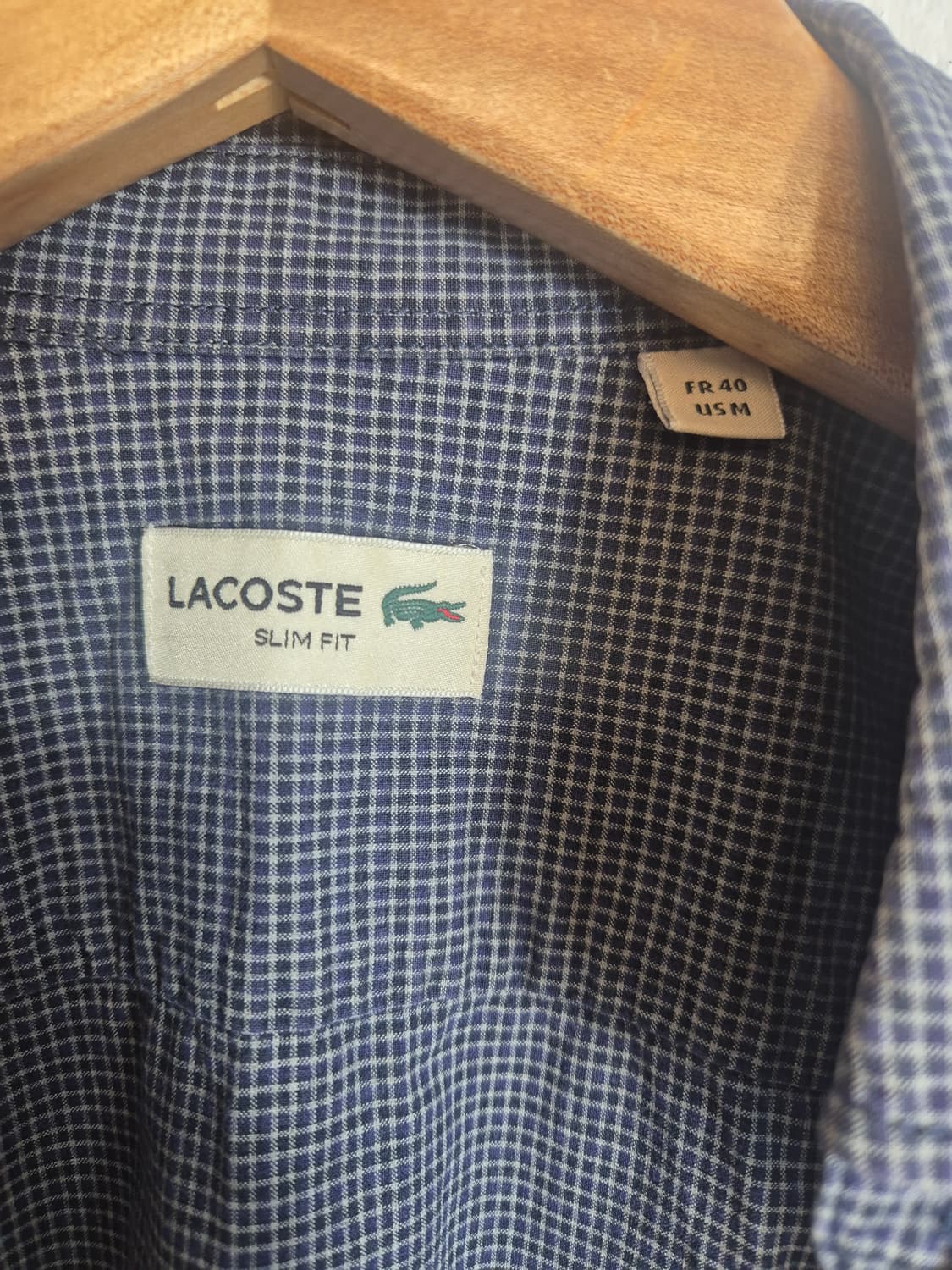 100 )라코스테 긴팔 셔츠 네이비 체크 40호 상품이미지3