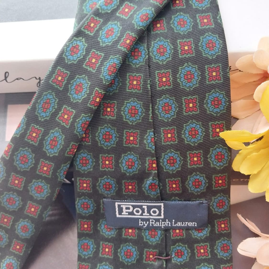 폴로 랄프로렌 실크 다크그린 패턴 넥타이 9.9cm A+등급 K2700 상품이미지6
