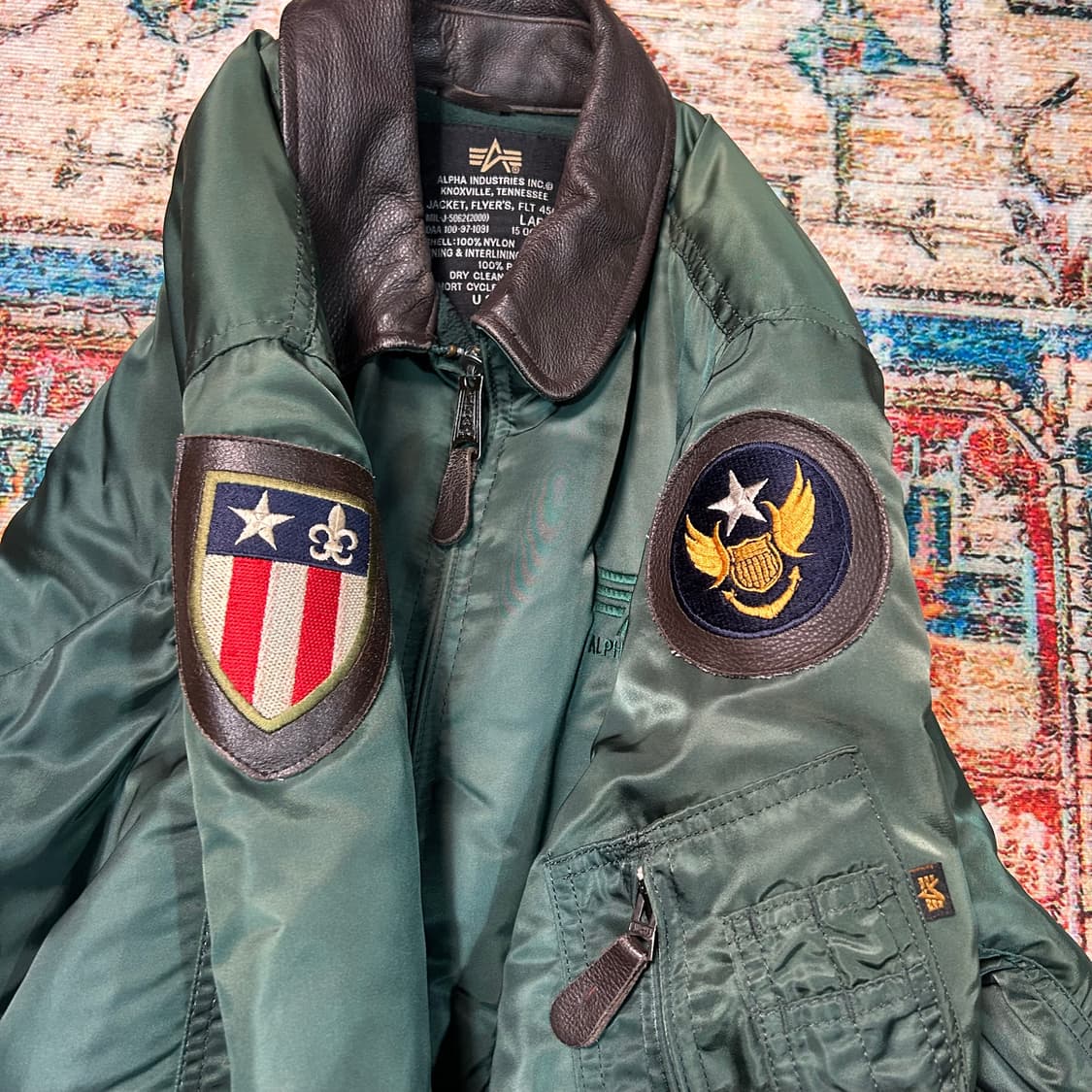 [XL] 00s 알파인더스트리 CWU-45 가죽패치 항공자켓 상품이미지4