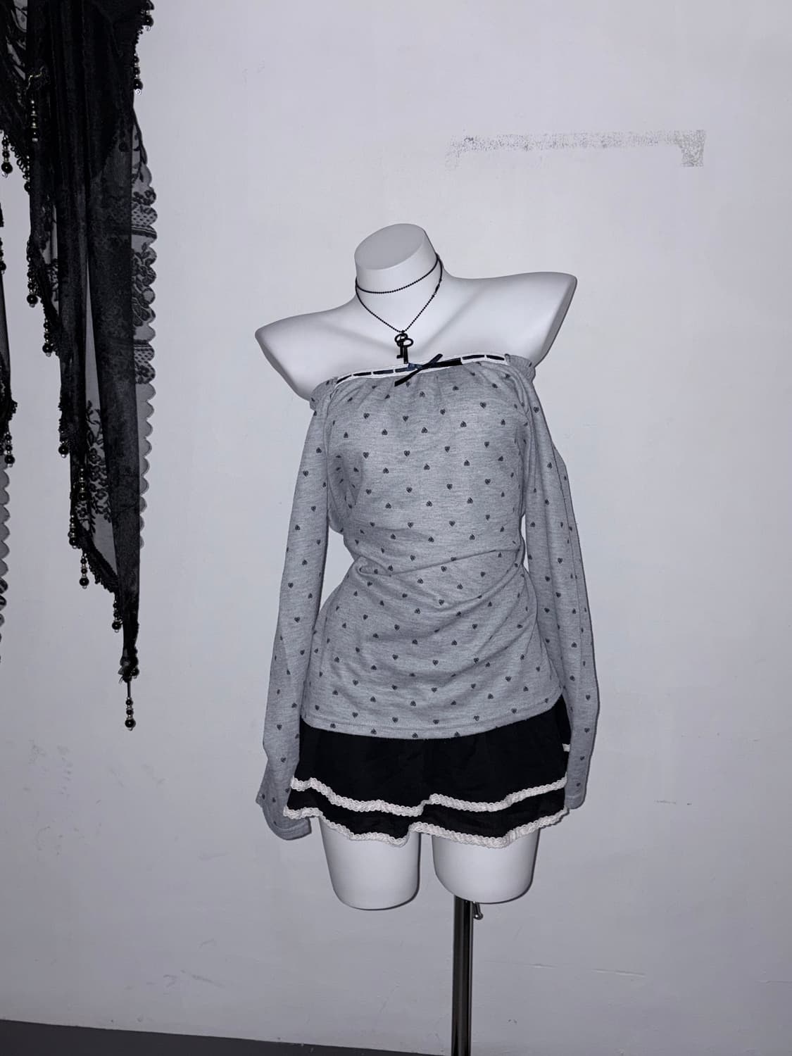 땡땡이 무채색 3pcs 공겜여주 무채색갸루 키치 갸루 러블리 로걀 상품이미지5