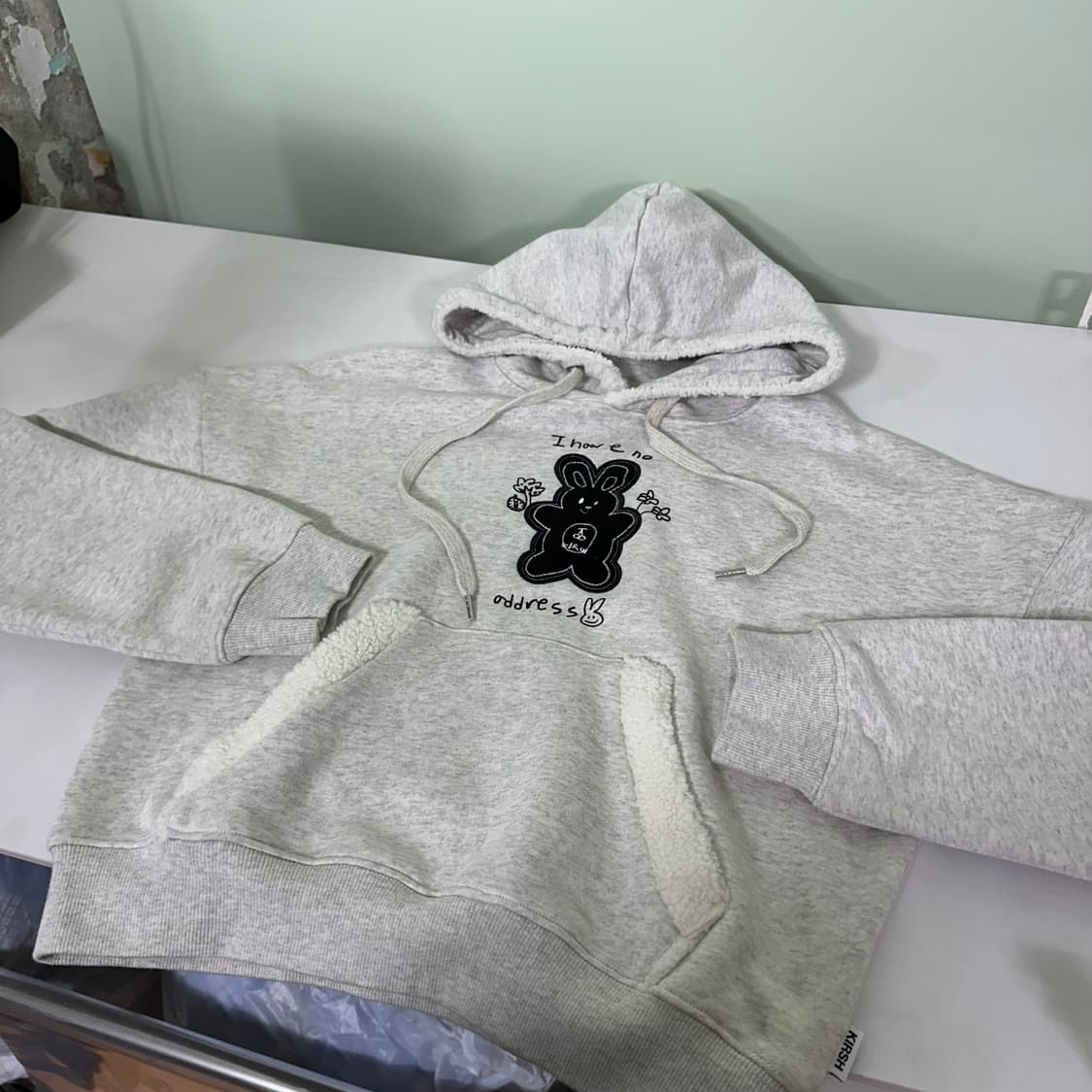 OS 키르시 오버핏 오트그레이 스웻코튼 크롭후드티 상품이미지3