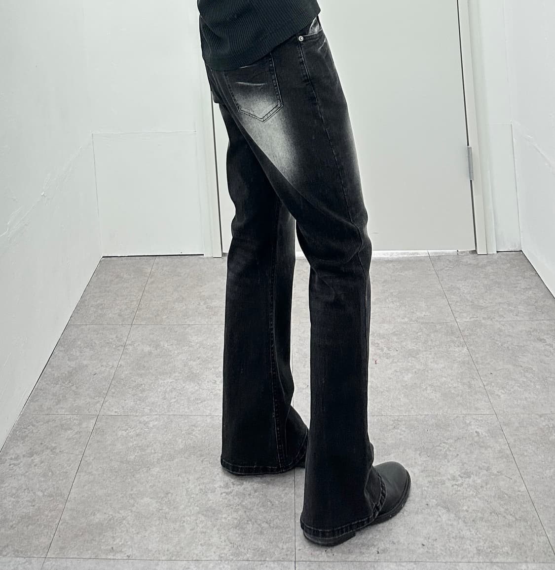 Vintage fade lines black washing flare d 상품이미지3