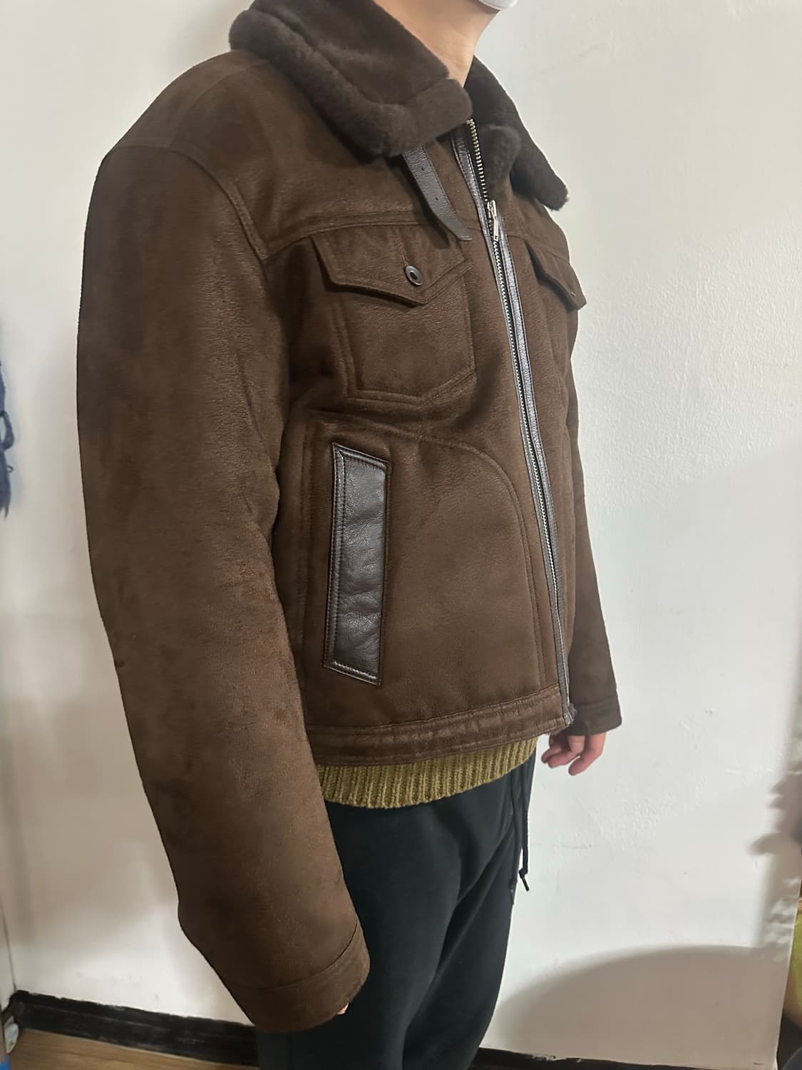 남성 무스탕 트러커 자켓 진브라운 L 사이즈 상품이미지4