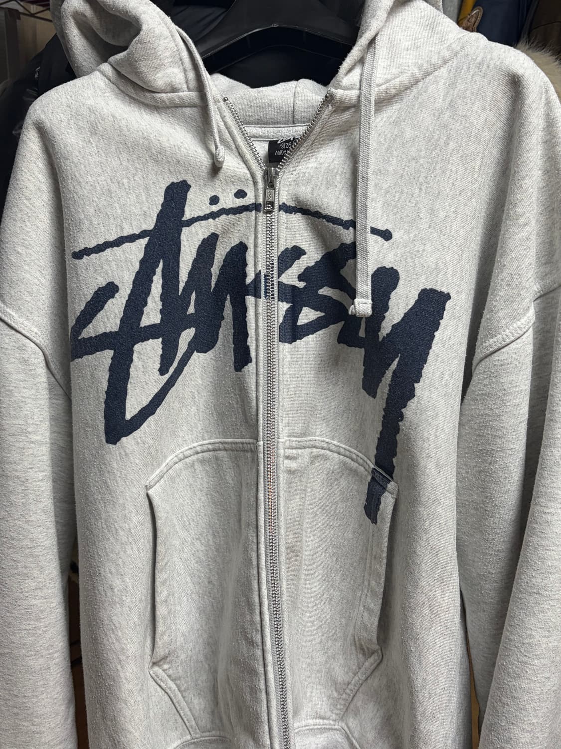 스투시 스탁 후드집업 애쉬헤더 L 상품이미지3