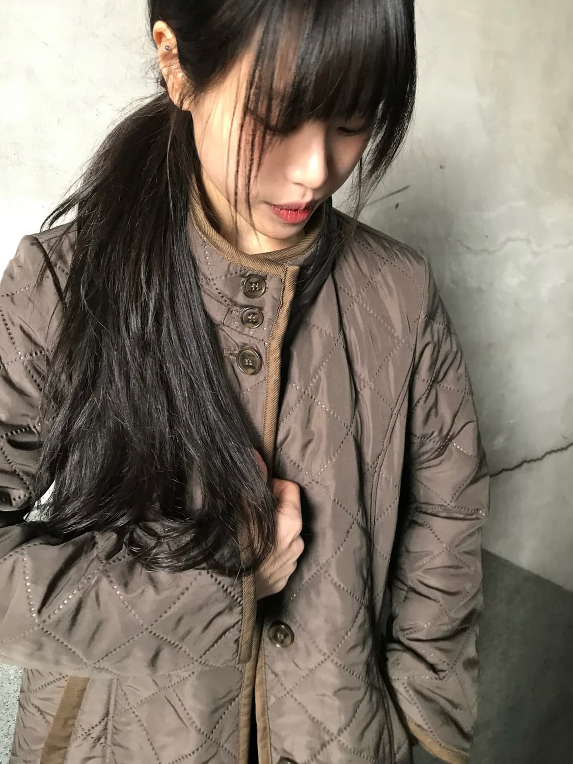 다이아몬드 스티치 패딩 코트 상품이미지5