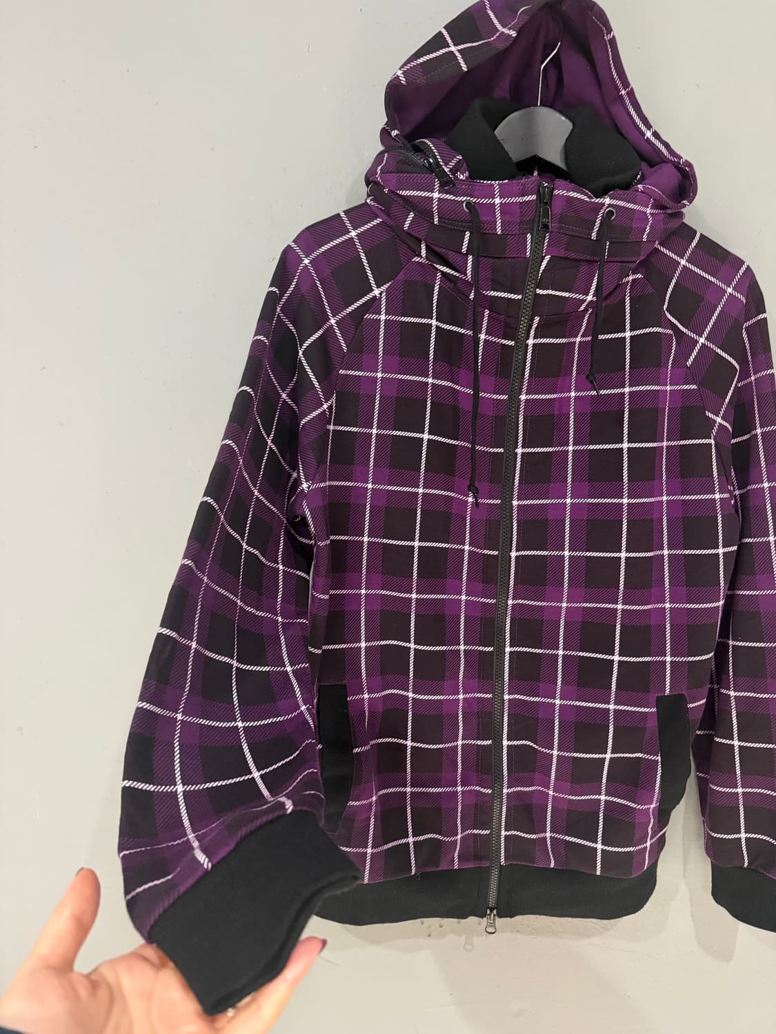 check pattern high-neck hood zip-up 상품이미지9