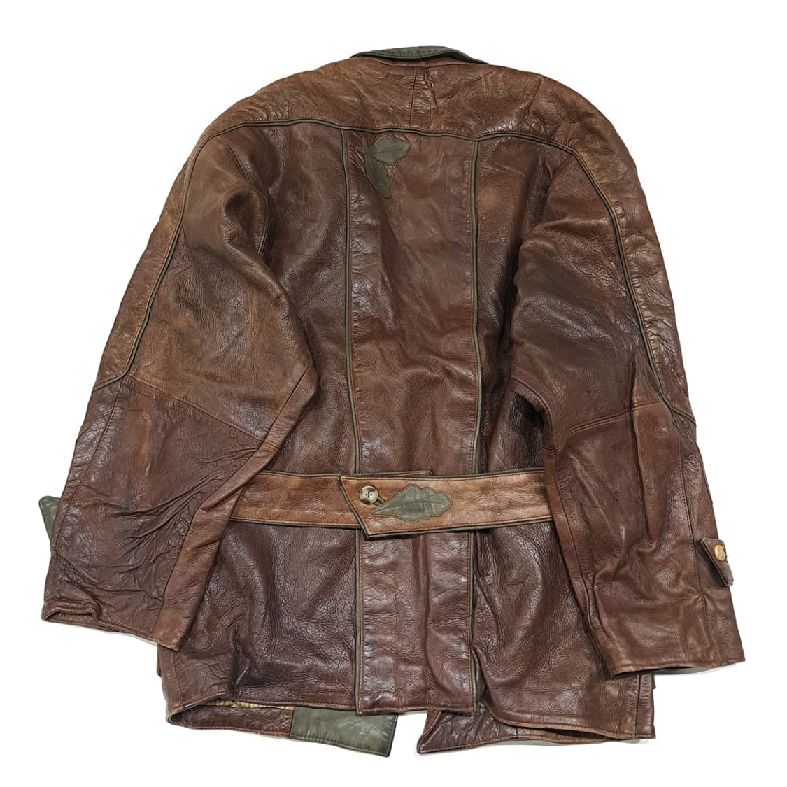 CL335 L 80s-90s 유럽판 가죽 나뭇잎아플리케 다크브라운 자켓 상품이미지5