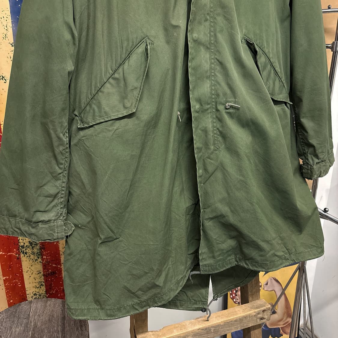 60s 오리지널 밀리터리 M-65 피쉬테일 파카 후드 황금사이즈 N491 상품이미지4