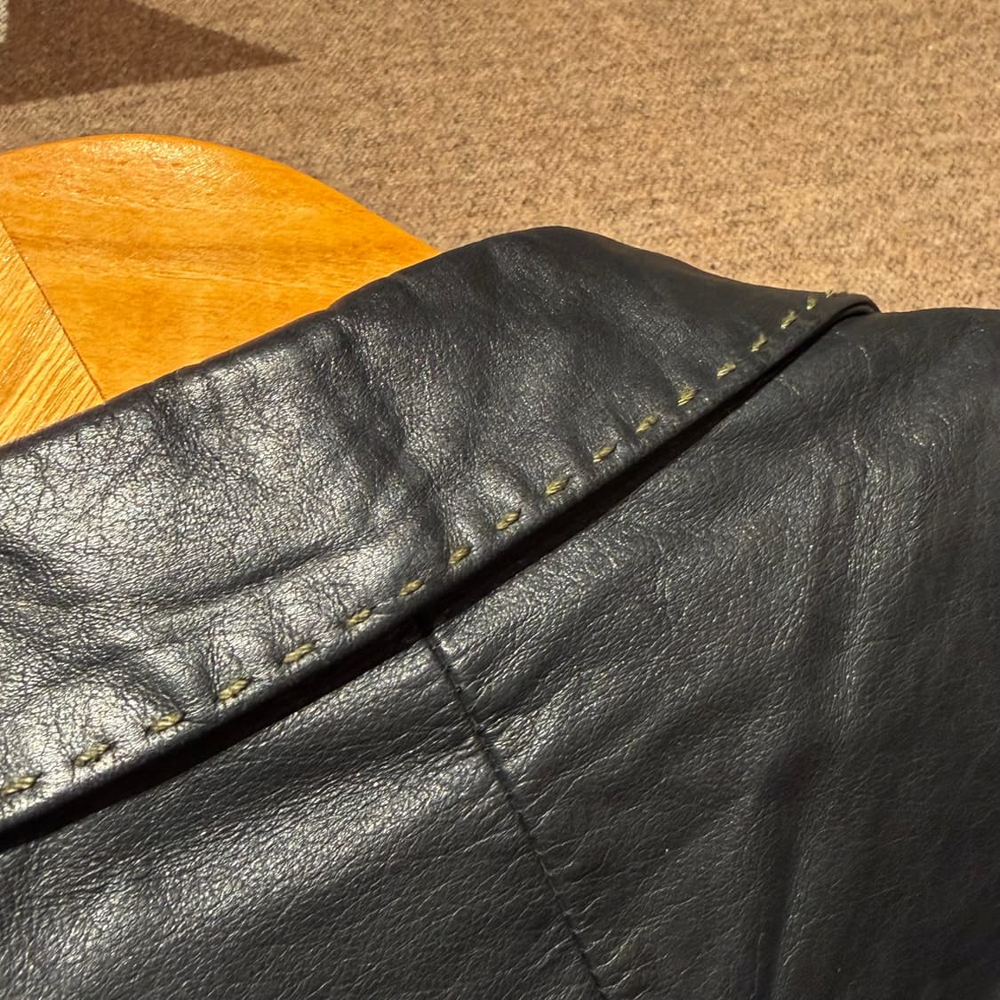 DKNY 소가죽 스티치 레더 자켓 XL 카코트 블레이저 상품이미지8