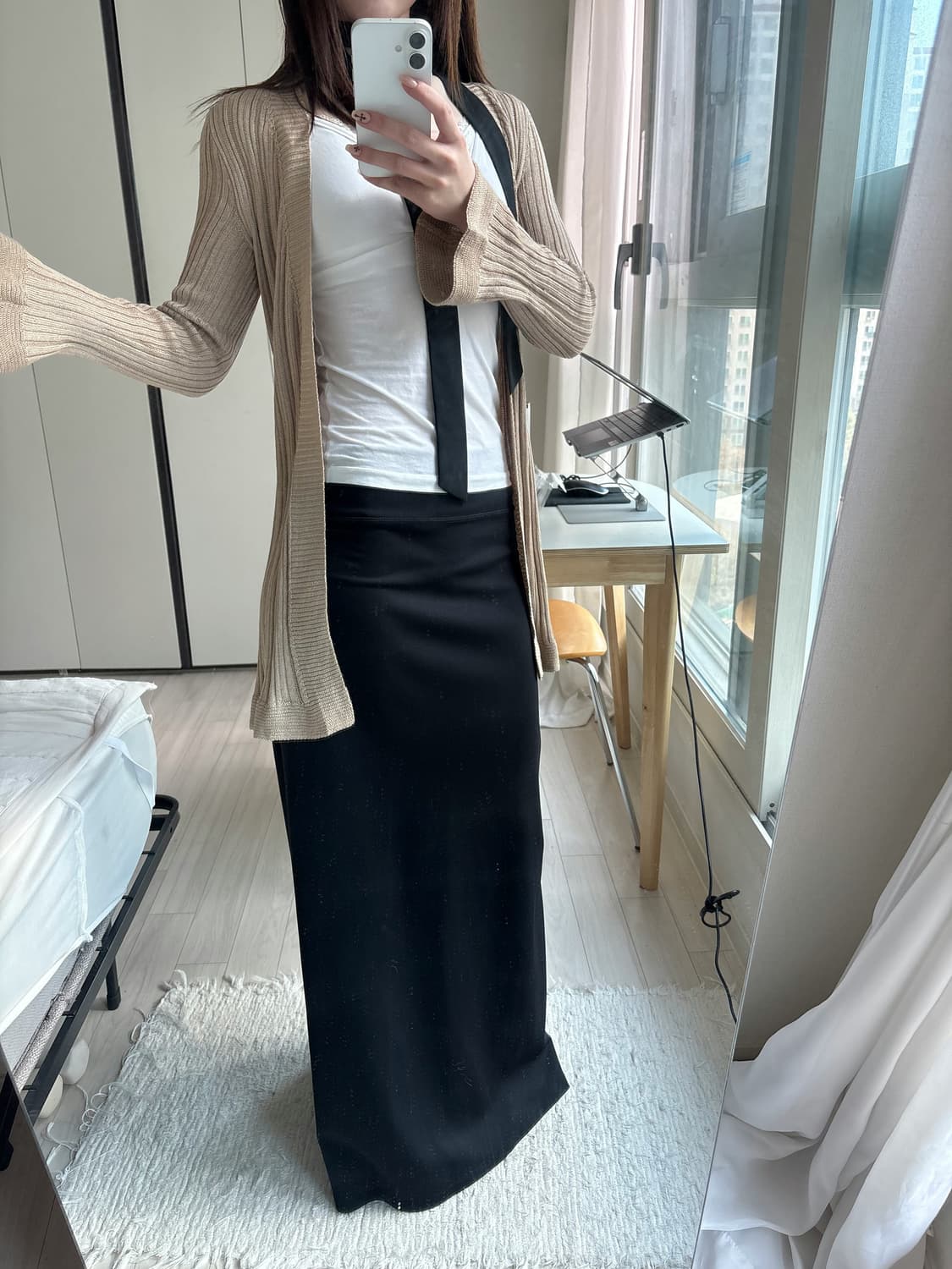 Rib Knit Flare Sleeve Robe 상품이미지3