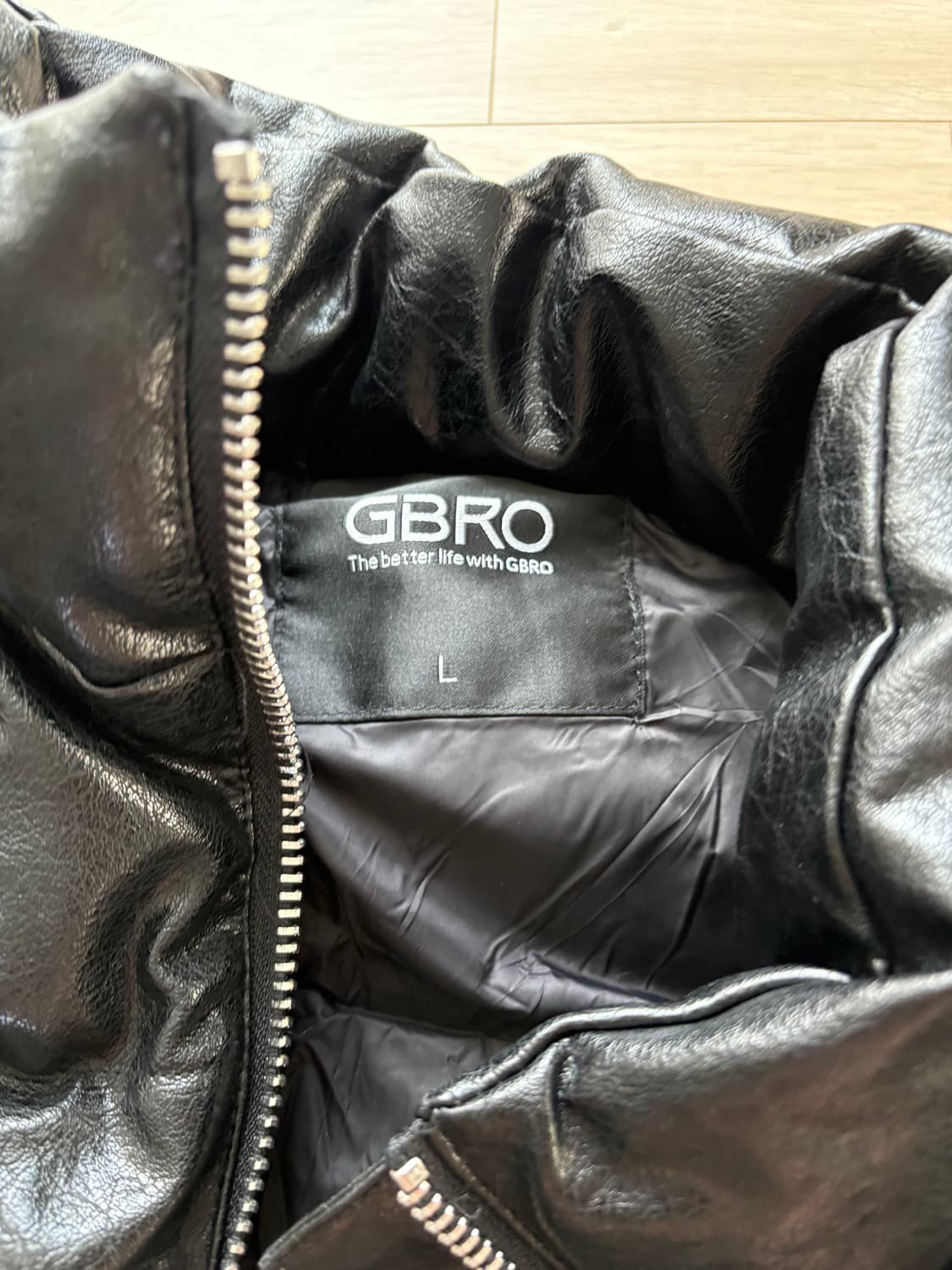 무신사 GBRO 짐브로 헤비레더 숏 패딩 블랙 L 상품이미지4