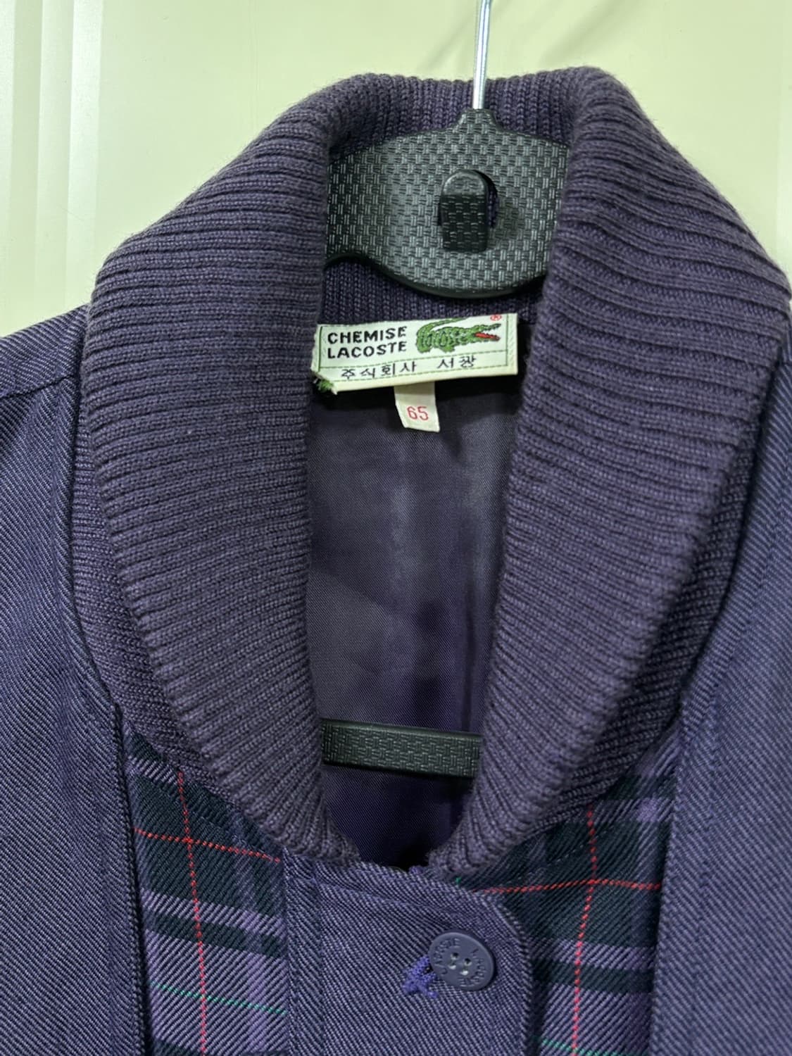 90s 빈티지 라코스테 체크 패턴 블루종 자켓 상품이미지3