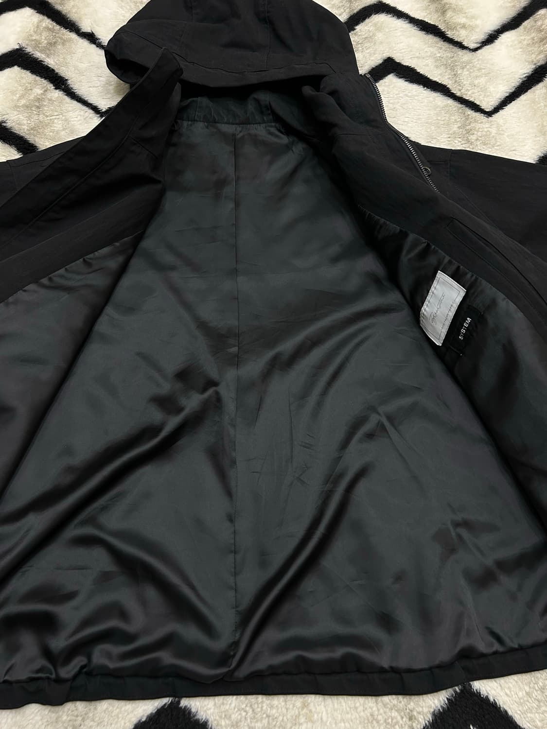 [L]시스템옴므 오버핏 숏 후드 자켓/블랙 상품이미지3