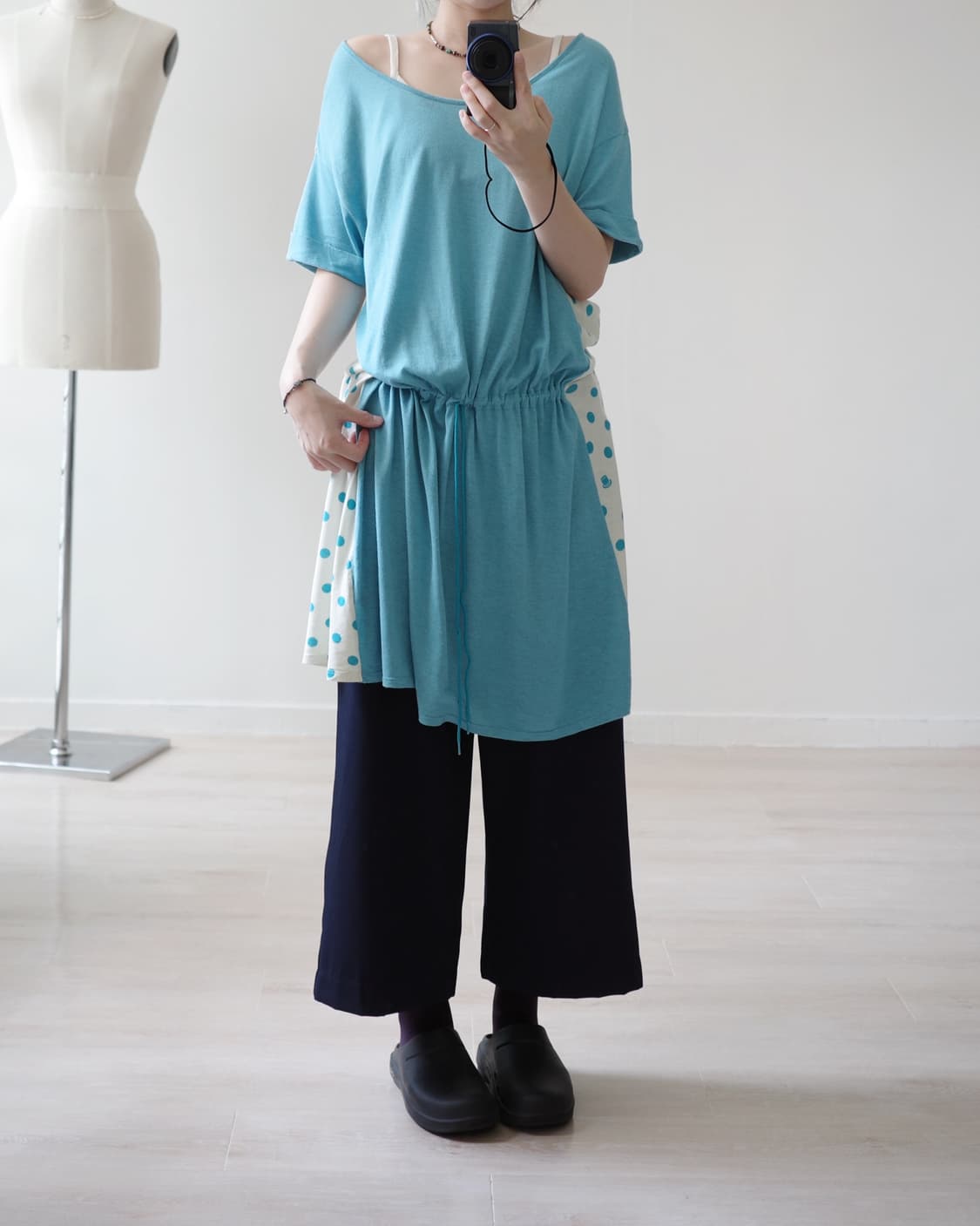 GRANIPH emerald dot drawstring one-piece 상품이미지5
