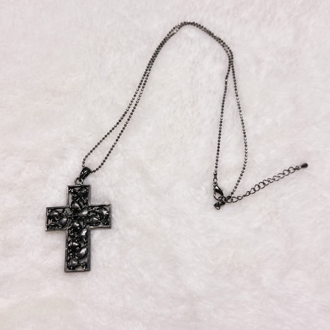 일본 그린 페어리 핀터깔 큐빅 포인트 십자가 티탄 블랙 체인 목걸이  상품이미지2
