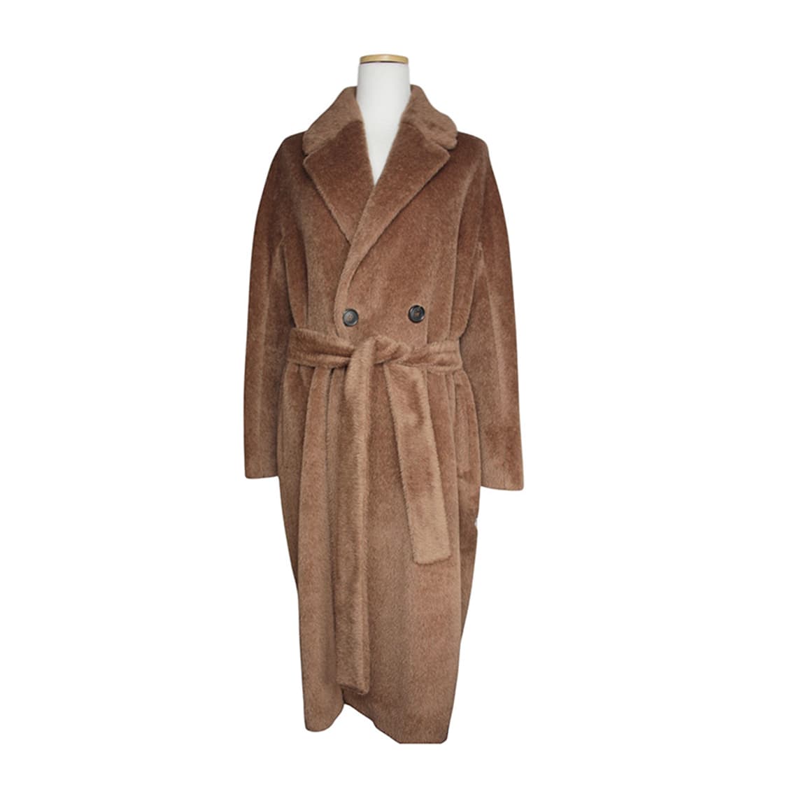 막스마라 브라운 알파카 혼방 벨티드 코트 44 상품이미지1