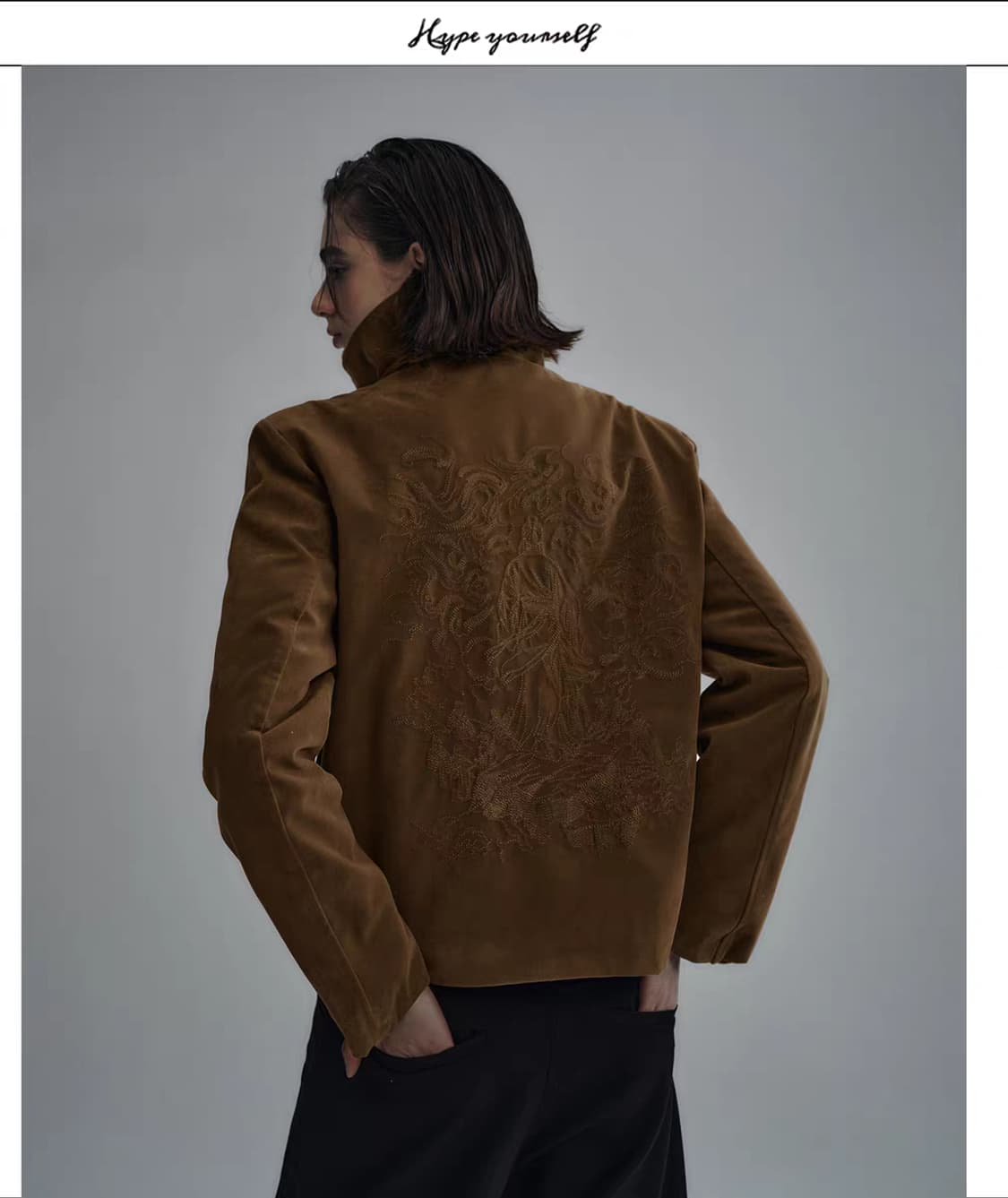 HYPEYOURSELF 자수 스웨이드 밍크 자켓 상품이미지2