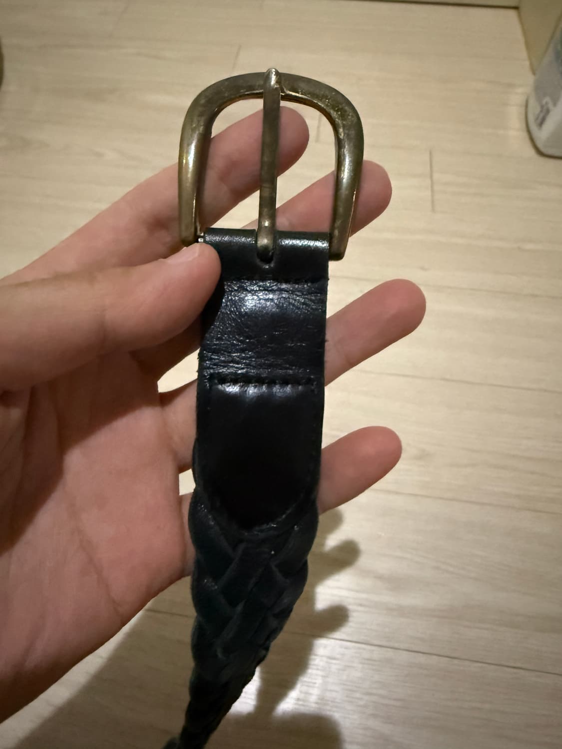 블랙 레더 웨이빙 꽈베기 벨트 상품이미지2